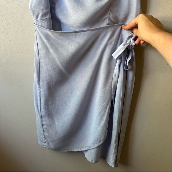 Forever 21 Homecoming Dress Wrap Periwinkle Tie Front Spaghetti Strap Size L - Picture 5 of 11
